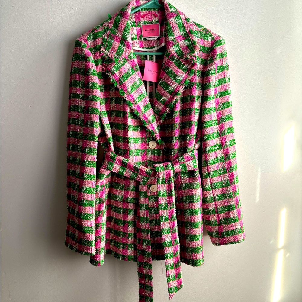 Kate Spade Plaid Blazer - Pink, Green, White